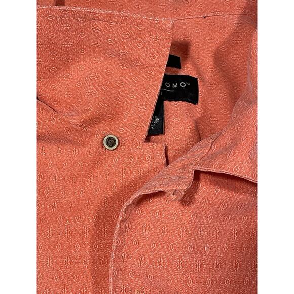 Pronto Uomo Silk Button Up Shirt Men’s Size XL Classic Fit, Salmon, Short Sleeve - Picture 11 of 14